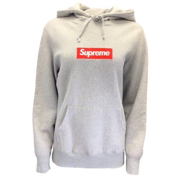 Supreme Sweaters - SUPREME GREY CLASSIC HOODED COTTON SWEATSHIRT